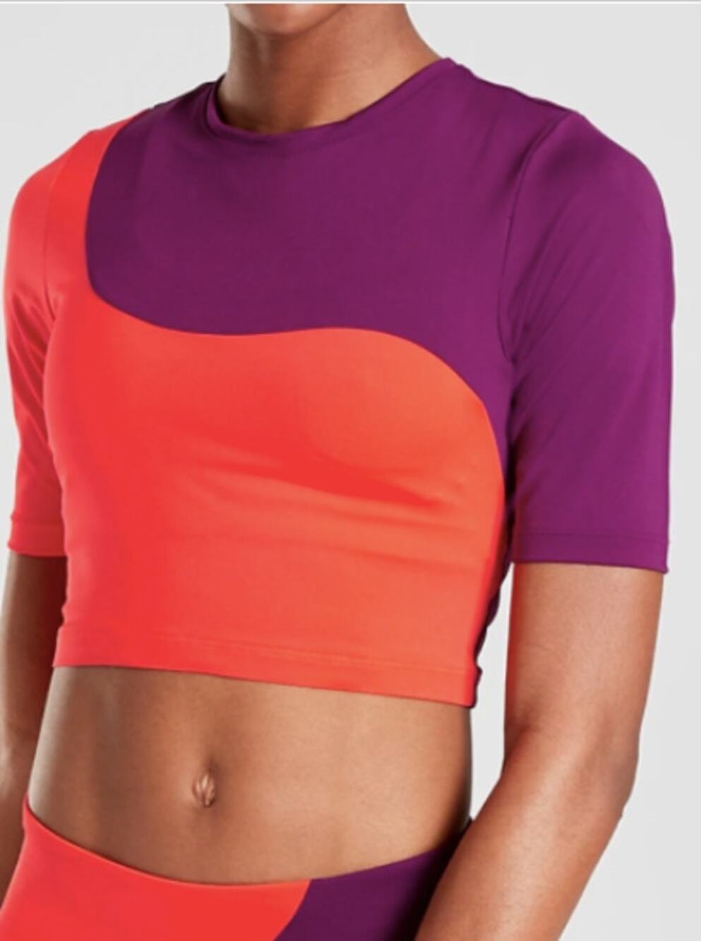 Athleta XS Colorblock swim bathing suit 3/4 sleeve rashguard cover up SUP surf